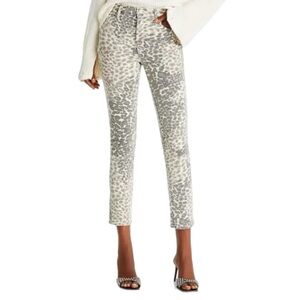 MOTHER The Dazzler Mid Rise Crop Leopard Print Jeans Size US 24